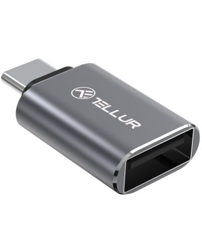 Адаптер Tellur - TLL155691, USB-C/USB-A, сив - 1