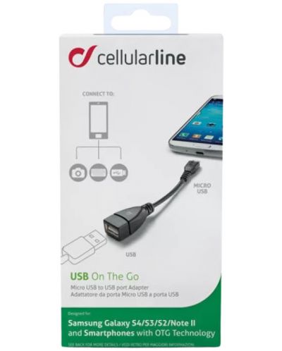 Адаптер Cellularline - 2023, Micro USB/USB-A, черен - 3