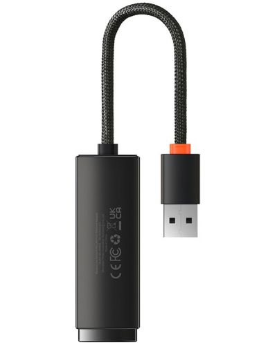 Адаптер Baseus - Lite WKQX00000, USB-A/RJ45, черен - 1