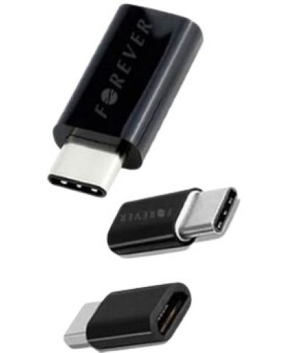 Адаптер Forever - 3576, Micro USB/USB-C, черен - 3