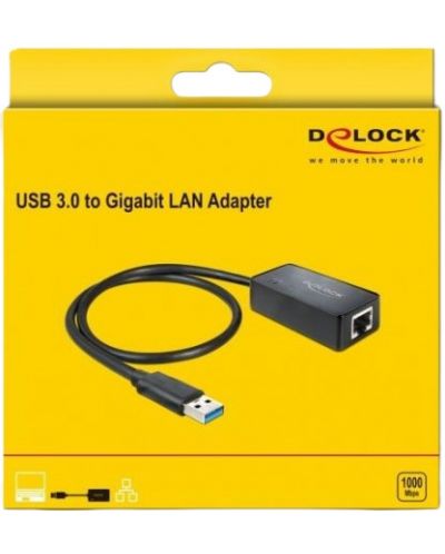 Адаптер Delock - 62121, USB-A/RJ45, черен - 3
