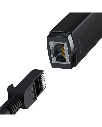Адаптер Baseus - Lite WKQX00000, USB-A/RJ45, черен - 3