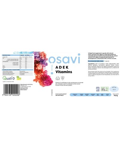 ADEK Vitamins, 60 гел капсули, Osavi - 2