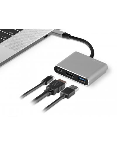 Адаптер Tracer - А-1, USB-C/HDMI/USB 3.1, USB-C, сив - 4
