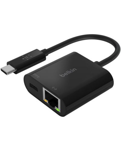 Адаптер Belkin - USB-C/Ethernet/Charge, черен - 1