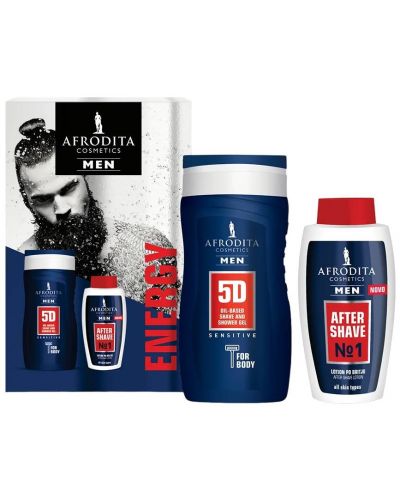 Afrodita Cosmetics Men Комплект Energy - Душ гел и Лосион за след бръснене, 250 + 120 ml - 1