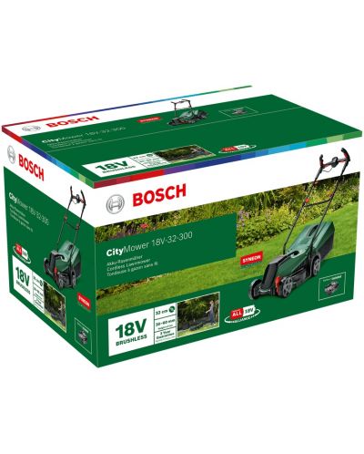 Акумулаторна косачка Bosch - CityMower, 18V-32-300, с батерия 4.0 Ah - 5