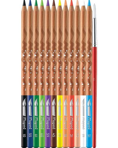 Акварелни моливи Maped Water Artist - 12 цвята, в метална кутия - 2