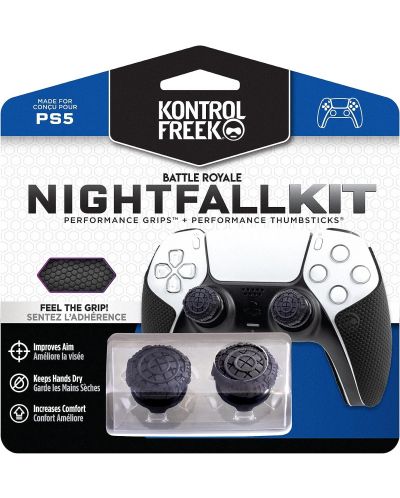 Аксесоар KontrolFreek - Nightfall Kit, Performance Grips + Performance Thumbsticks, черен (PS5) - 1