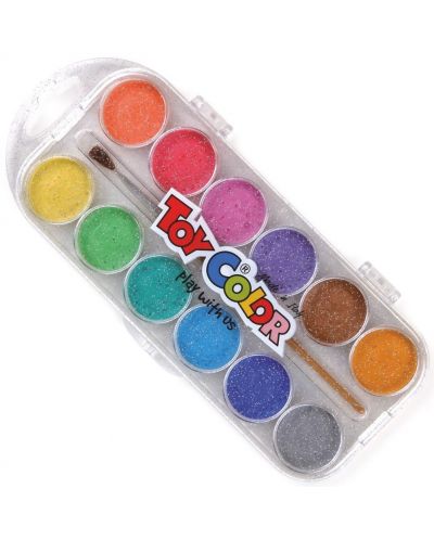 Акварелна боя Toy Color - Pearly, 12 цвята, Ф30 mm - 1