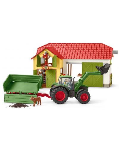 Фигурка Schleich от серията Ферма – Трактор с ремарке - 4