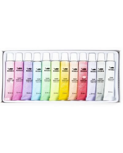 Акрилни бои Kidea - 12 цвята, 12 ml, пастелни - 2