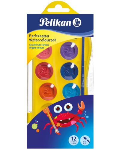 Акварелни бои Pelikan Junior - 12 цвята, асортимент - 1