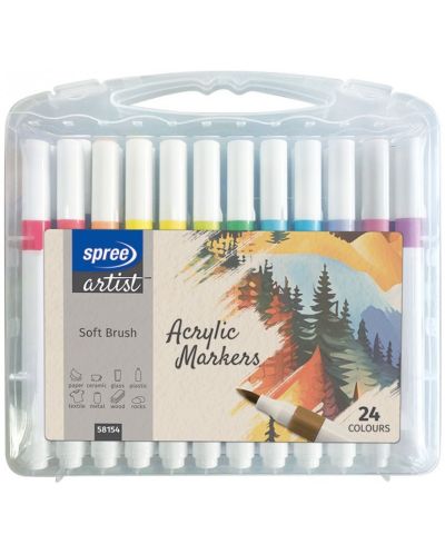 Акрилни маркери Spree Artist - Soft Brush, 24 цвята - 1