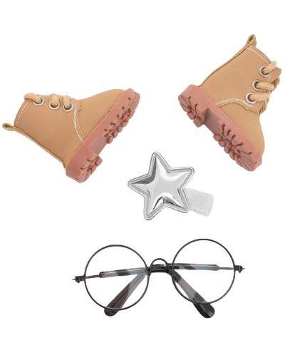 Аксесоари за кукла Orange Toys Sweet Sisters - Бежови обувки, шнолка и очила - 1