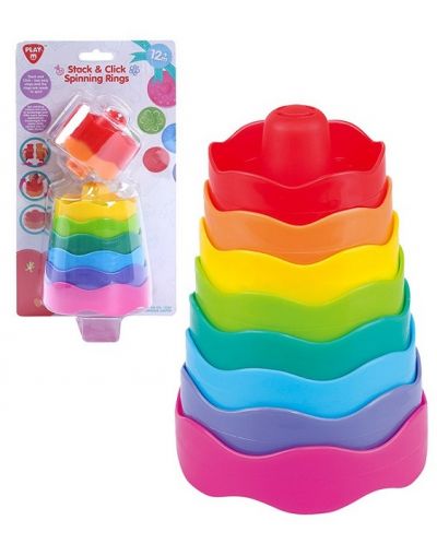 Детска играчка PlayGo - Цветна пирамида Stack and Click - 1