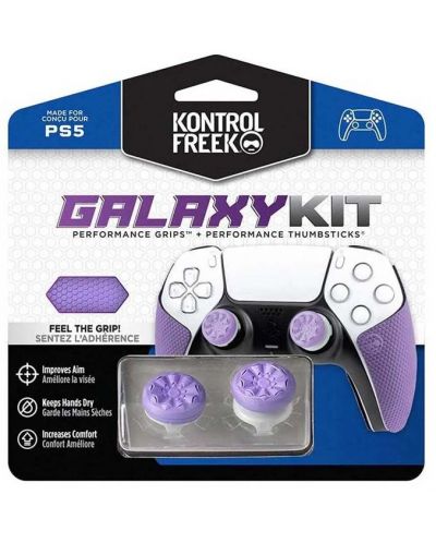 Аксесоар KontrolFreek - Galaxy Kit, Performance Grips + Performance Thumbsticks, лилав (PS5) - 1