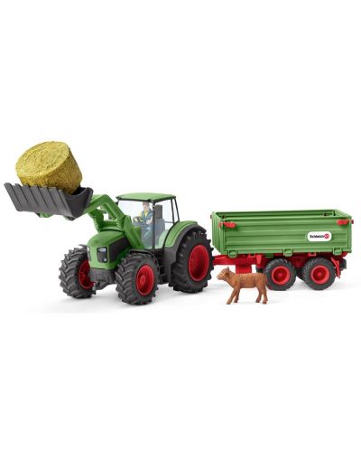 Фигурка Schleich от серията Ферма – Трактор с ремарке - 2