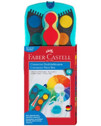Акварелни бои Faber-Castell Connector - 12 цвята, тюркоазена палитра - 2