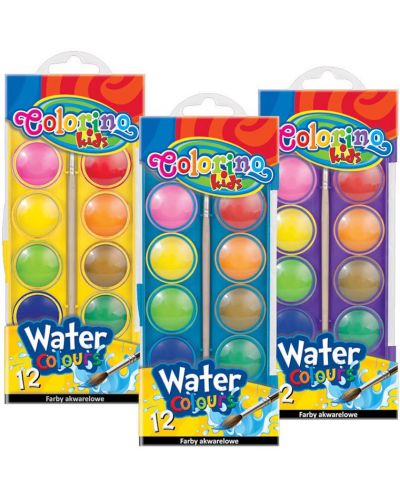 Акварелни бои Colorino Kids - 12 цвята, голяма кутия, асортимент - 1