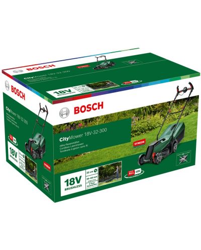 Акумулаторна косачка Bosch - CityMower, 18V-32-300, 31 l, 4.0 Ah - 4