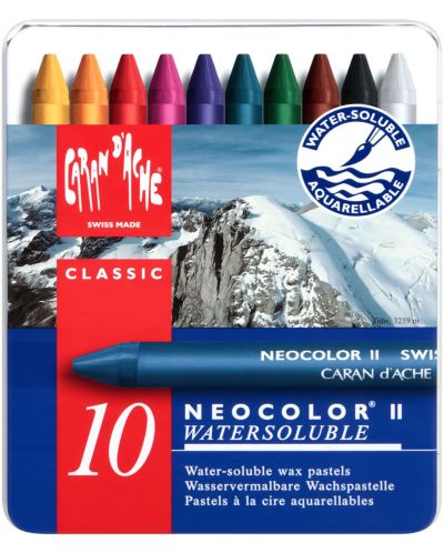 Акварелни пастели Caran d'Ache Neocolor II - 10 цвята - 1