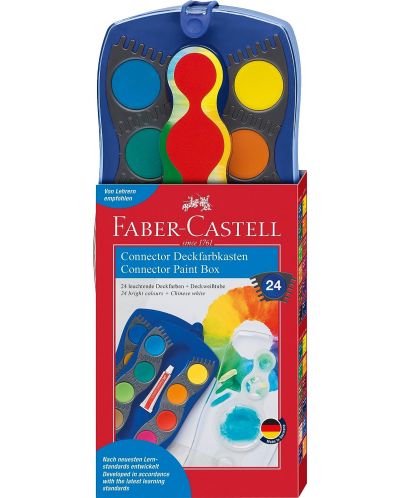 Акварелни бои Faber-Castell Connector - 24 цвята, синя палитра - 1