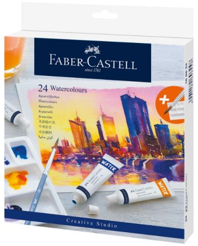 Акварелни бои Faber-Castell - Creative Studio, 24 цвята, 9 ml - 1