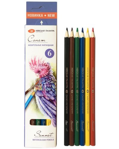 Акварелни моливи Невская палитра Сонет - 6 цвята - 1