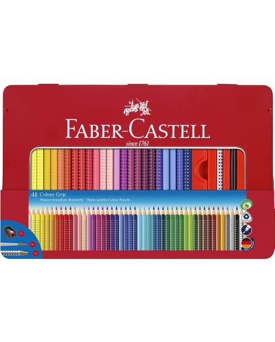Акварелни моливи Faber-Castell Grip 2001 - 48 цвята, метална кутия - 1
