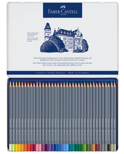 Акварелни моливи Faber-Castell Goldfaber Aqua - 36 цвята, в метална кутия - 2
