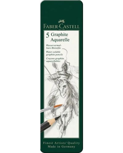 Акварелни моливи Faber-Castell Graphite Aquarelle - 5 броя, метална кутия - 3