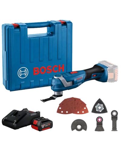 Акумулаторен мултишлайф Bosch - GOP 185-LI, с батерия, зарядно, куфар и консумативи - 1