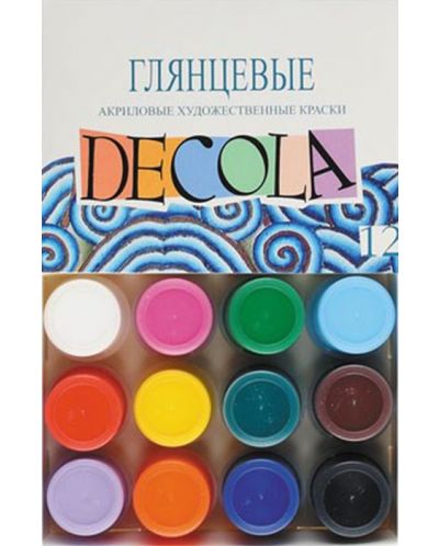 Акрилни бои гланц Невская палитра Decola - 12 цвята, 20 ml, Асортимент - 1