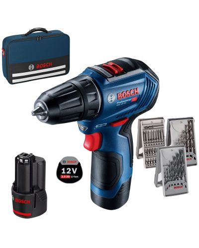 Акумулаторен винтоверт Bosch - Professional GSR 12V-30, 39 части, 2 x ...