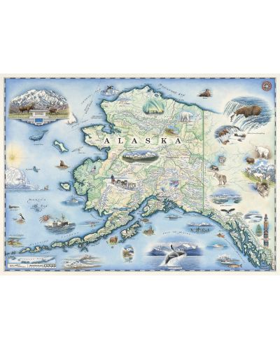 Пъзел Master Pieces от 1000 части - Карта на Аляска - 1