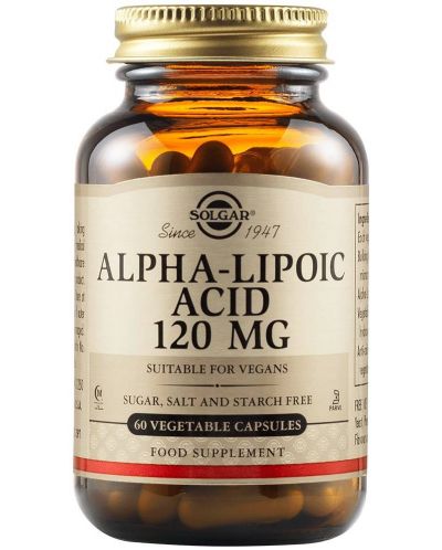 Alpha Lipoic Acid, 120 mg, 60 растителни капсули, Solgar - 1