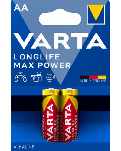 Алкалните батерии VARTA - Longlife Max Power, АА, 2 бр. - 1