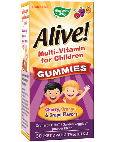 Alive Multi-Vitamin Gummies за деца, 30 желирани таблетки, Nature's Way - 1