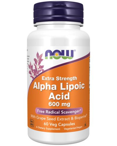 Alpha Lipoic Acid, 600 mg, 60 капсули, Now - 1