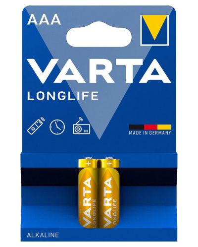 Алкална батерия VARTA - Longlife, ААA, 2 бр. - 1