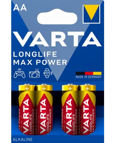 Алкални батерии VARTA - Longlife Max Power, АА, 4 бр. - 1