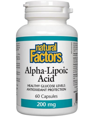 Alpha-Lipoic Acid, 200 mg, 60 капсули, Natural Factors - 1
