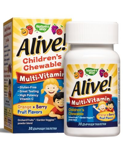 Alive Мултивитамини за деца, 30 дъвчащи таблетки, Nature's Way - 1