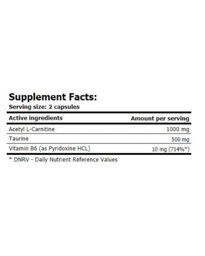 ALC with Taurinе & Vitamin B6, 120 капсули, Amix - 2