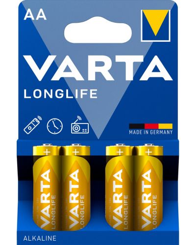 Алкални батерии VARTA - Longlife, AA, 4 бр. - 1