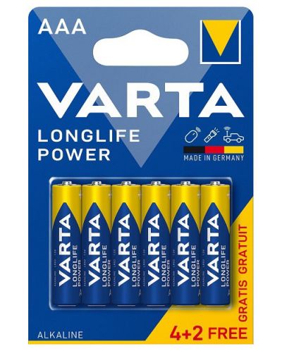 Алкална батерия VARTA - Longlife power, ААА, 4+2 бр. - 1