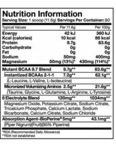 BCAA 9.7, roadside lemonade, 1044 g, Mutant - 2