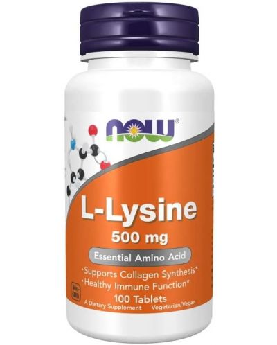 L-Lysine, 500 mg, 100 капсули, Now - 1