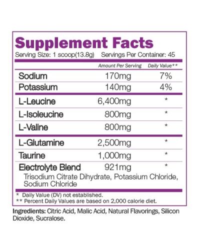 BCAA Recovery 8:1:1, червена ябълка, 621 g, Naturalico - 2